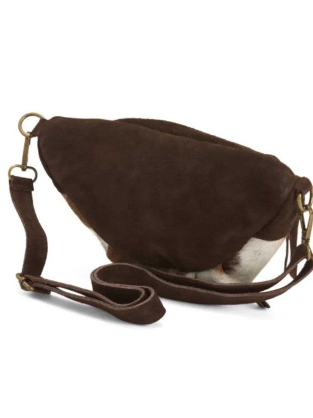 Marlon Brown Leather Cow Print Zip Belt Bag - Picture 3 of 3